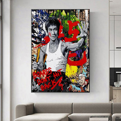 Bruce Lee Nunchaku Graffiti Canvas Art