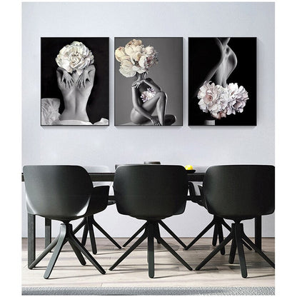 Woman Flower Head Canvas Art