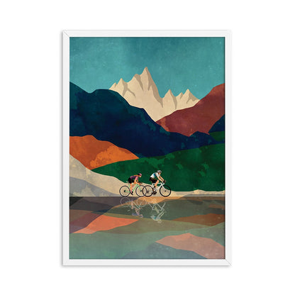 Bicycle Cycling Ascend a Mountain Canvas Art