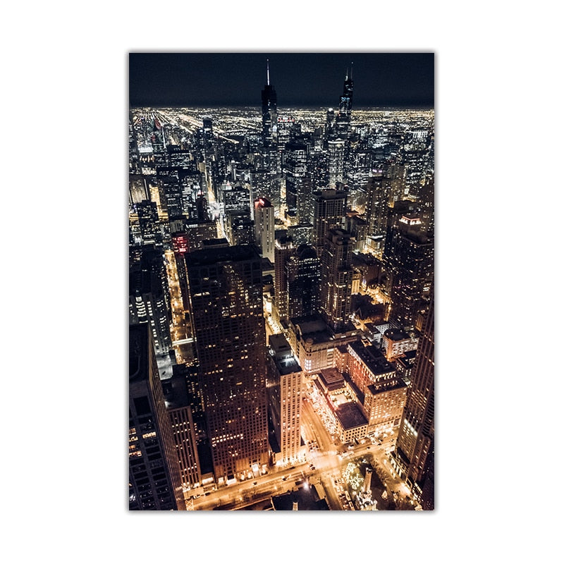 Night Cities Skylines Canvas Art