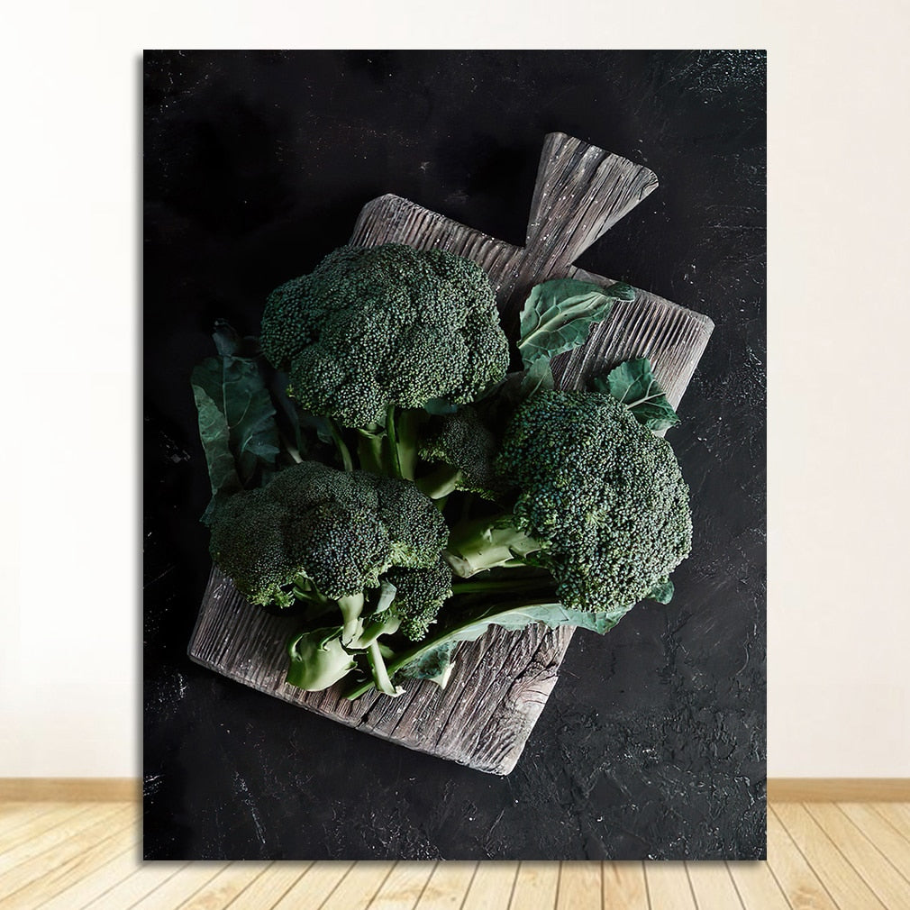 Green Fruit Vegetable Kitchen Canvas Art