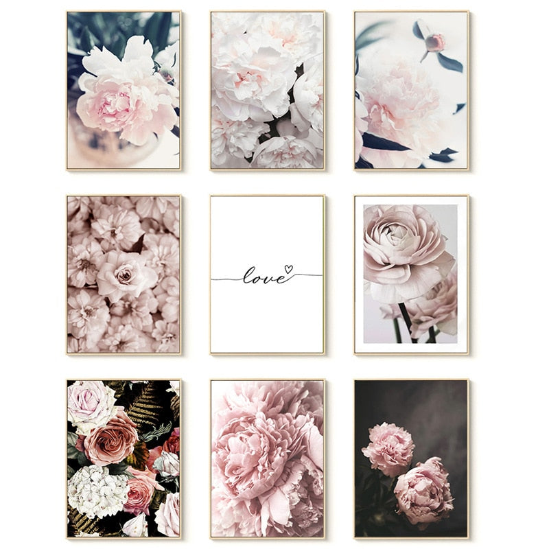 White Pink Peony Canvas Art