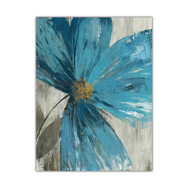 Blue Paint Flowers Canvas Art