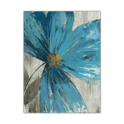 Blue Paint Flowers Canvas Art