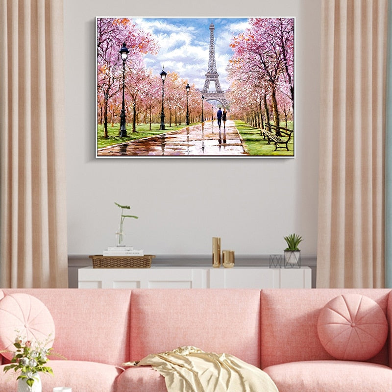 Couple Paris Eiffel Tower Canvas Art