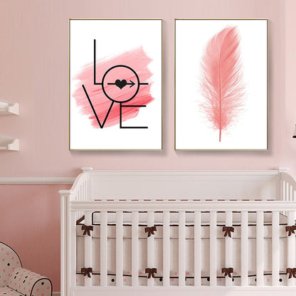 Pink Feathers Girl Room Canvas Art