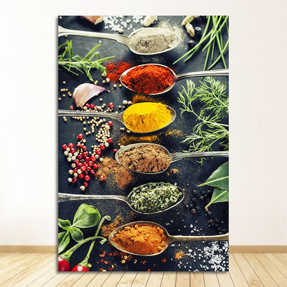 Kitchen Theme Mix Herb and Spices Canvas Art