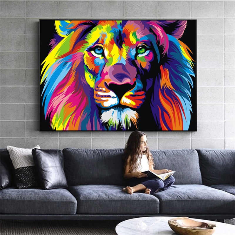 Watercolor Lion Gorilla Art Canvas