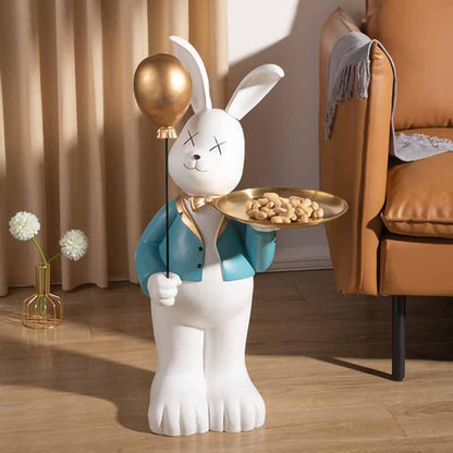 Bunny Servant Balloon Statue with Tray