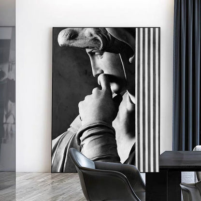 Black and White David Canvas Art