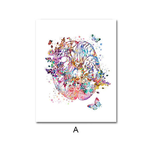 Colorful Flower Human Body Anatomy Canvas Art