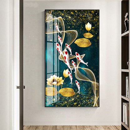 Nine Koi Fish Canvas Art