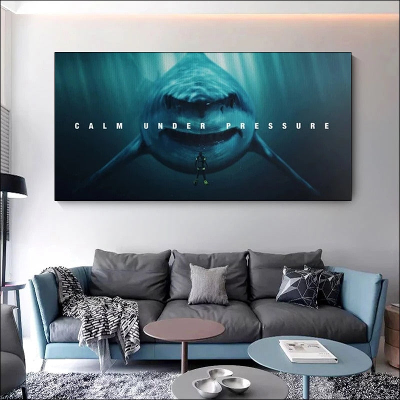 Shark Motivational Canvas Art