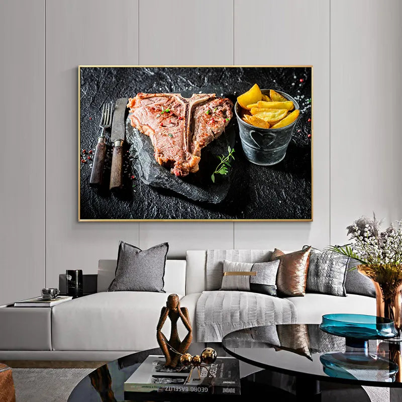 Steak Kitchen Restaurant Wall Art Canvas