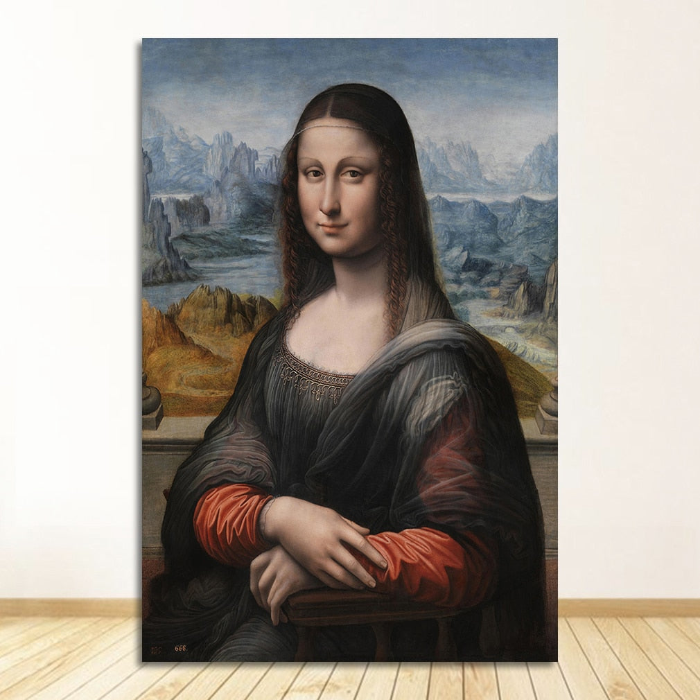 Art Mona Lisa Smoking Joint Canvas