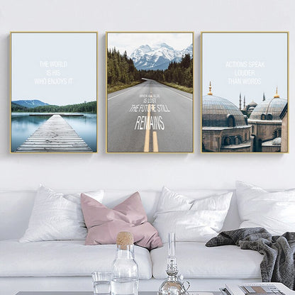 Natural Scenery Highway Big Mountain Canvas Art