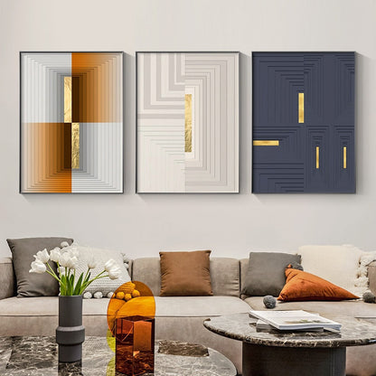 Minimalist Golden Strips Canvas Art