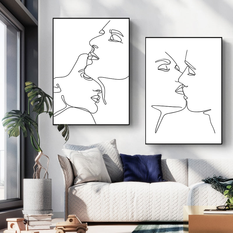 Minimalist Body Line Drawing Abstract Canvas Art