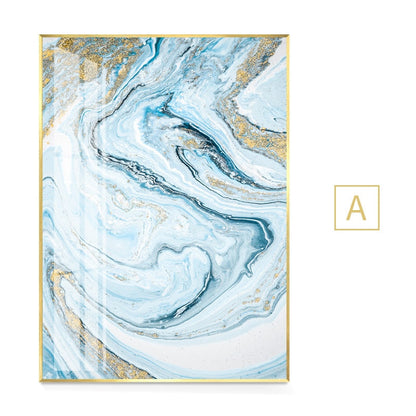 White Light Blue Marble Canvas Art