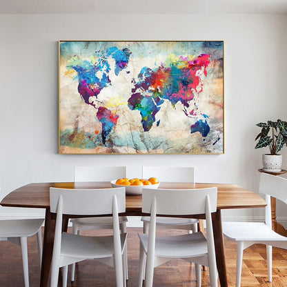 Colorful World Map Canvas Art