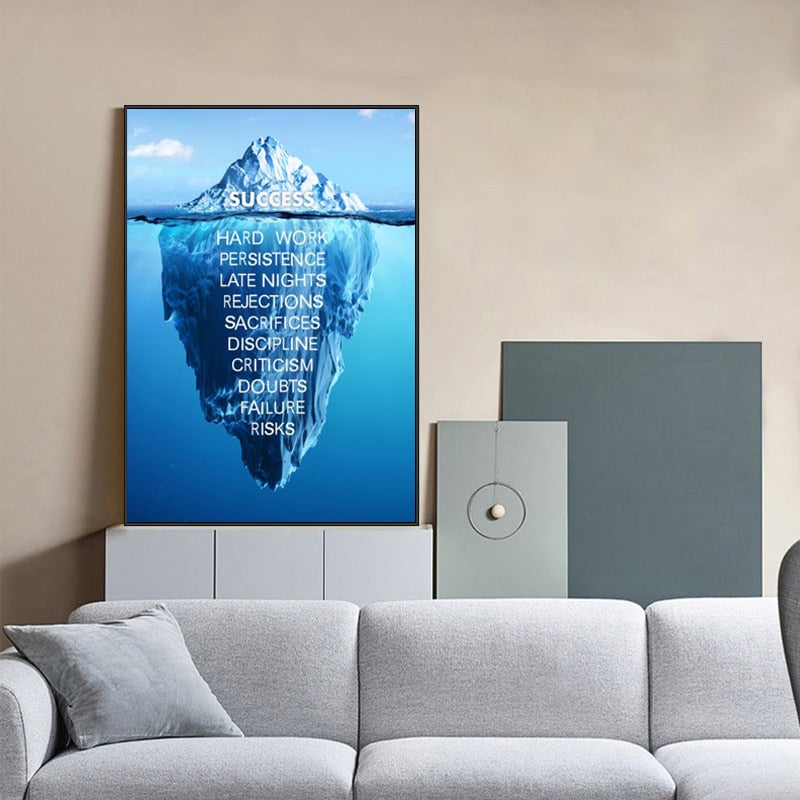 Iceberg with Inspirational Words Canvas Art