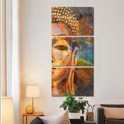 Golden Buddha Statue Painting Modular Canvas Art