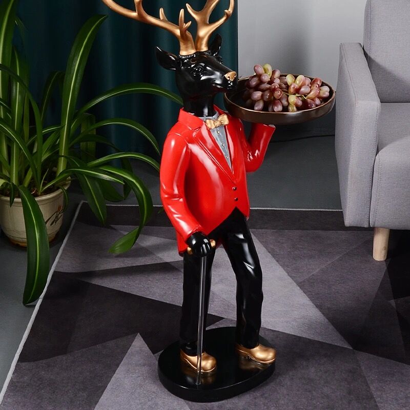 Gentleman Deer Statue With Tray and Tissue Storage