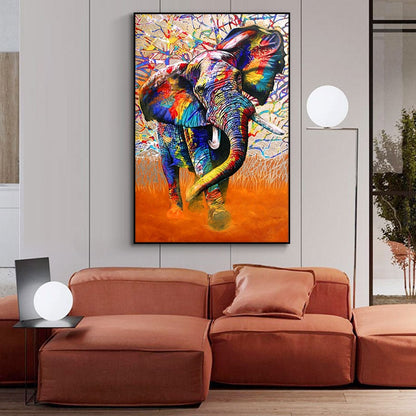 Colorful Elephant Graffiti Canvas Art