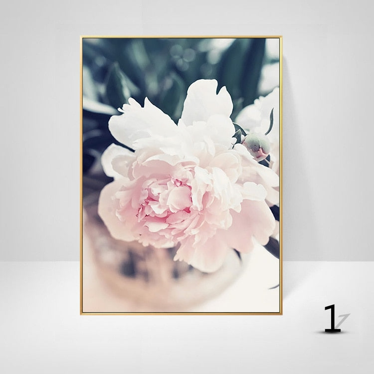 White Pink Peony Canvas Art