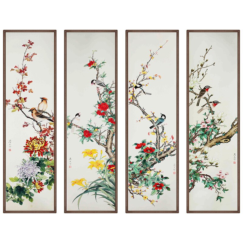 Chinese Style Flower Bird Canvas Art