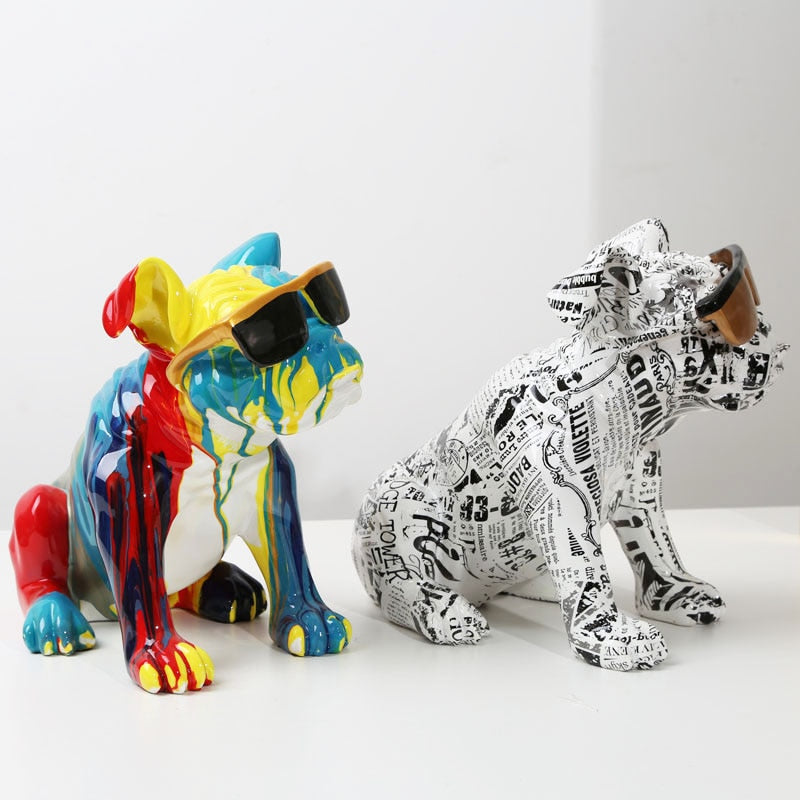 Graffiti Bulldog Resin Statue