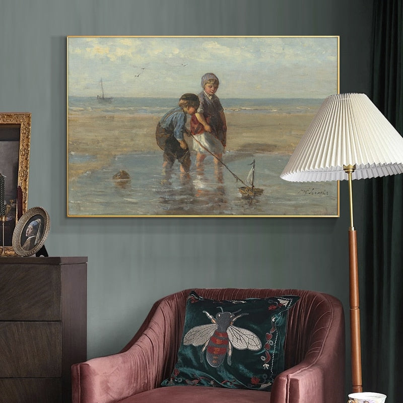 The Toy Sailboat by Jozef Israels Canvas Art