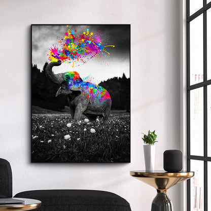 Black Elephant Watercolor Canvas Art