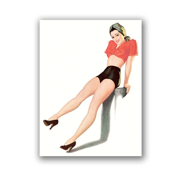 Vintage Pin Up Girl Sexy Women Canvas Art