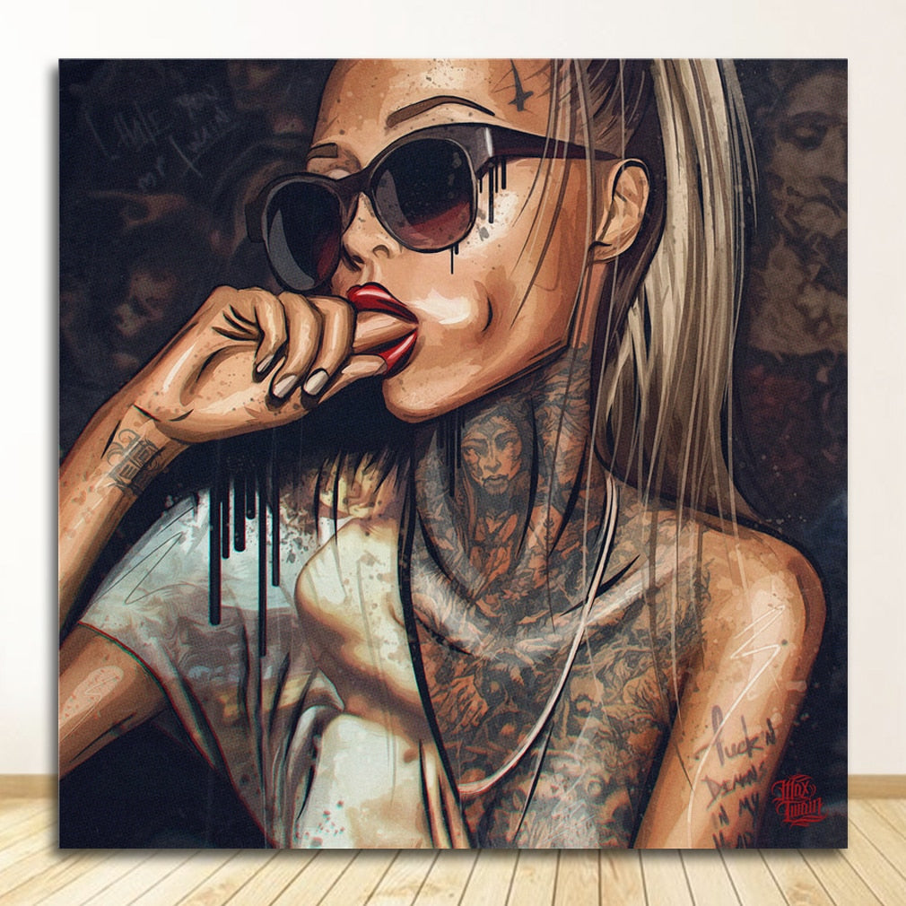 Cool Sexy Tattoo Girl Canvas Art