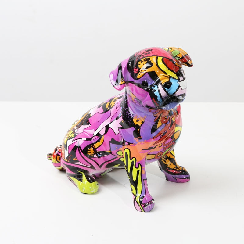 Graffiti Pug Resin Statue