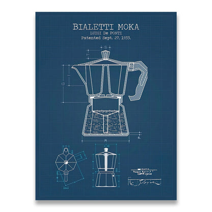 Coffee Pot Patent Blueprint Canvas Art