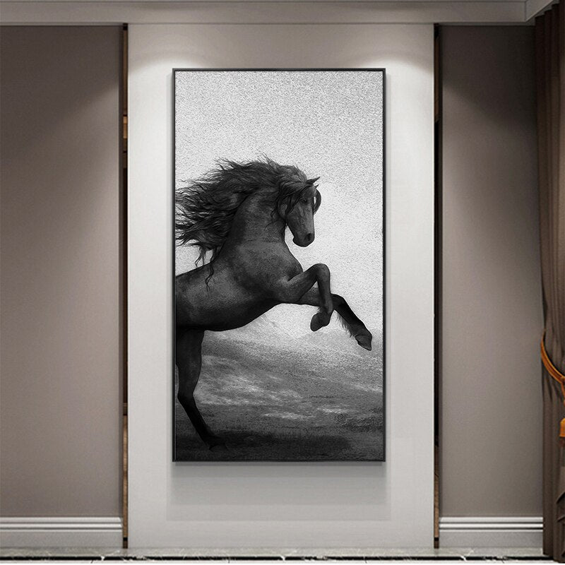 Black and White Horse Canvas Art