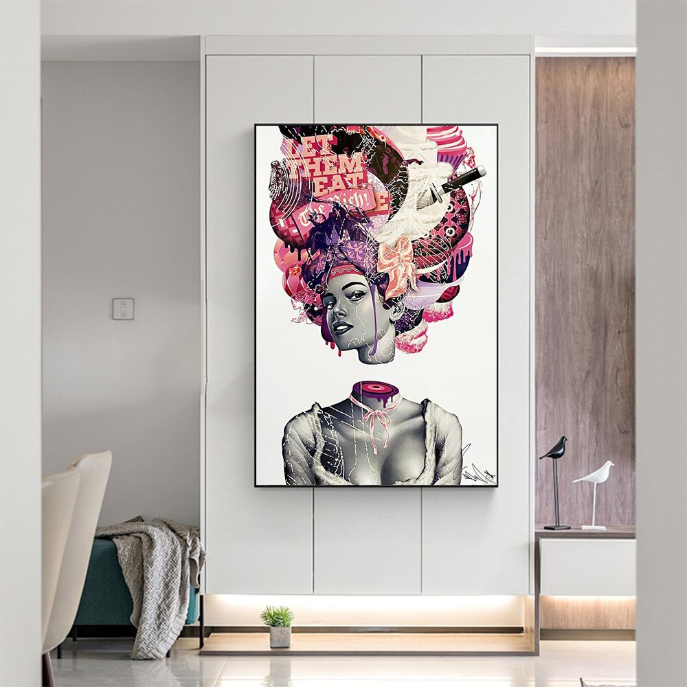 Abstract Sexy Girl Flower Head Canvas Art