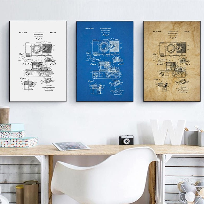 Camera Patent Blueprint Canvas Art