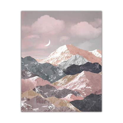 Crescent Moon Mountain Canvas Art