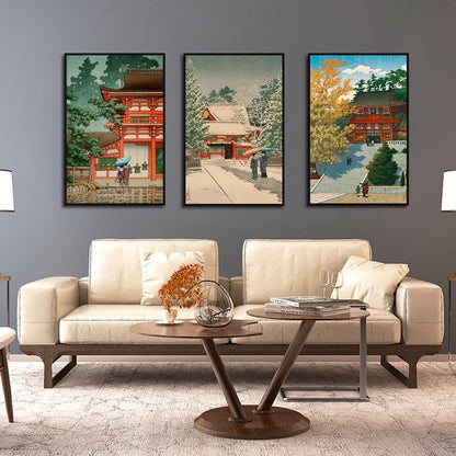 Chinese Temple Winter Canvas Art