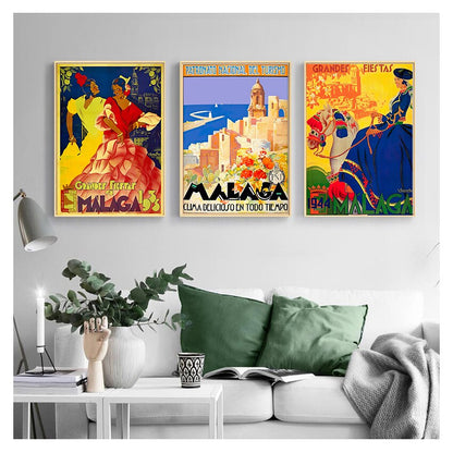 Spanish Harbor City Malaga Travel Canvas Art