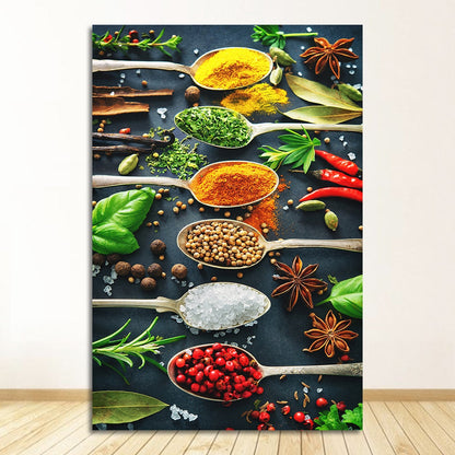 Kitchen Theme Mix Herb and Spices Canvas Art