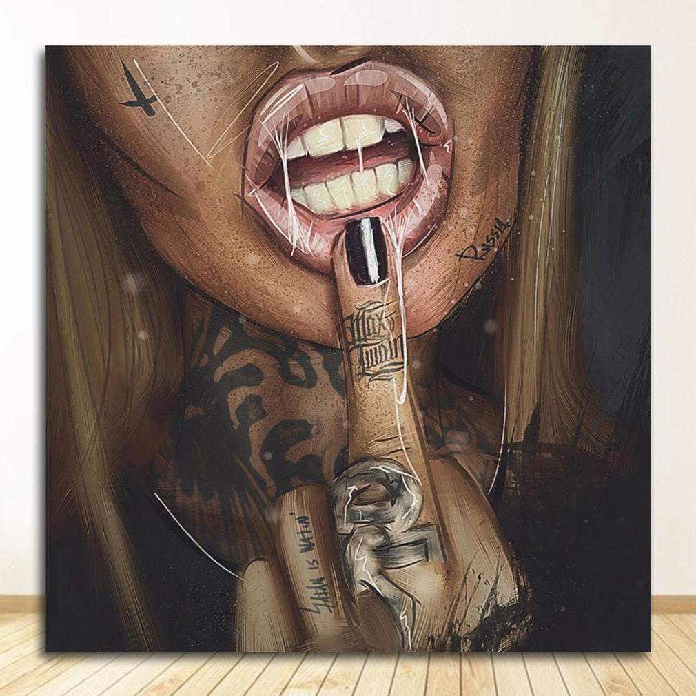 Cool Sexy Tattoo Girl Canvas Art