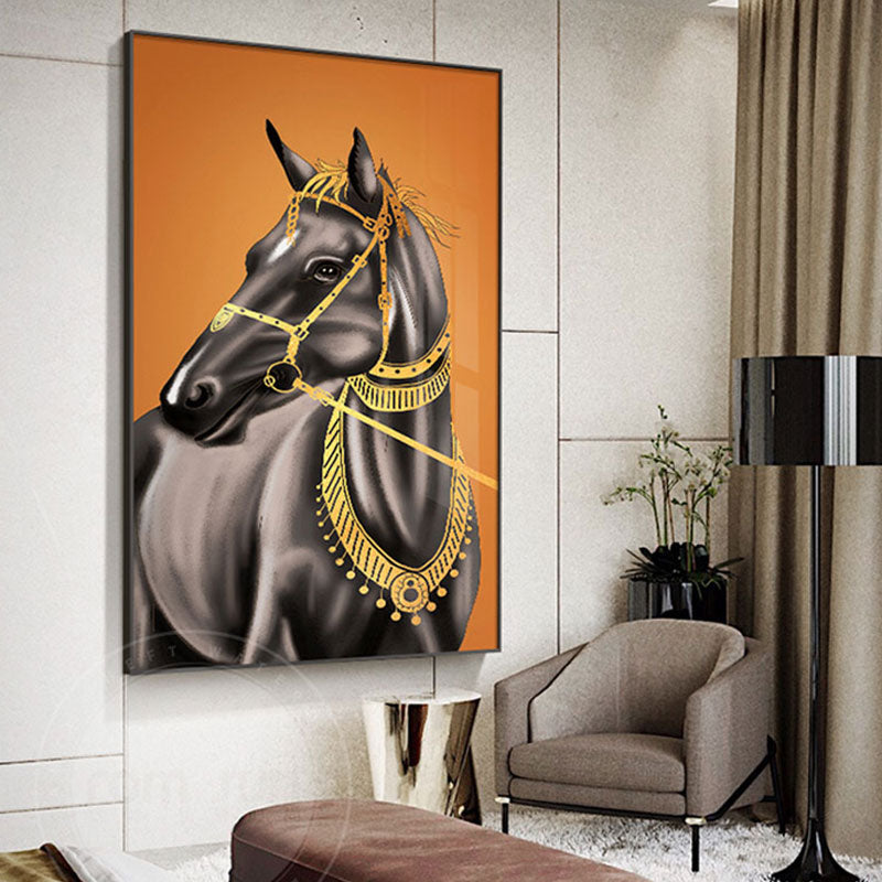 Modern Horse Orange Canvas Art