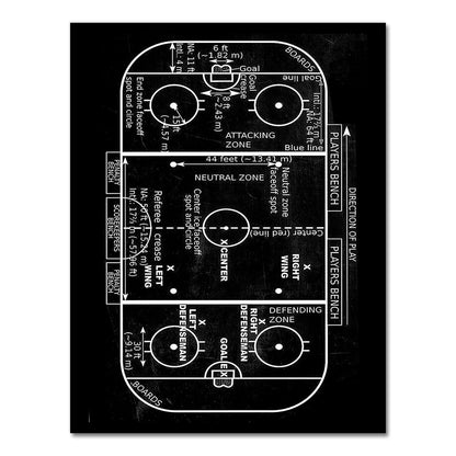 Hockey Patent Blueprint Canvas Art