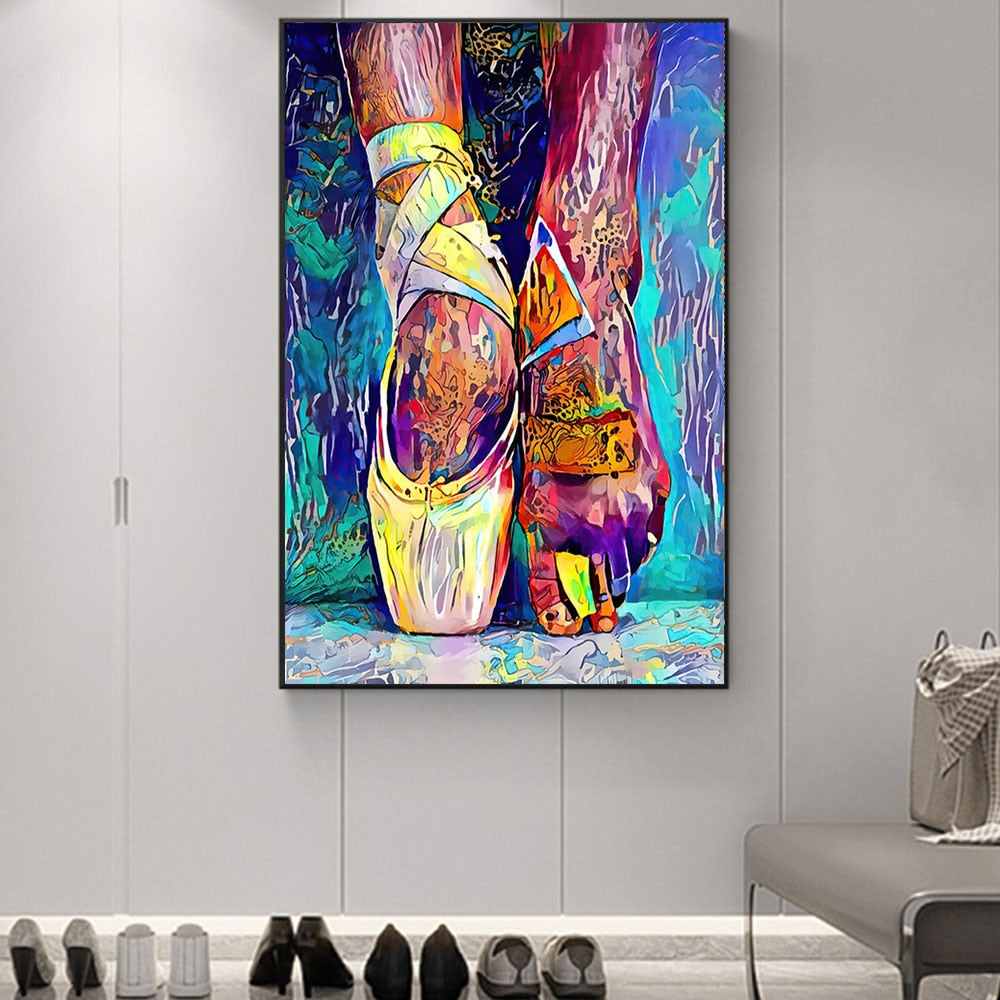 Colorful Ballet Shoes Canvas Art