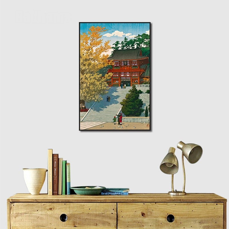 Chinese Temple Winter Canvas Art