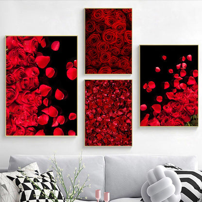 Red Rose Petals Canvas Art